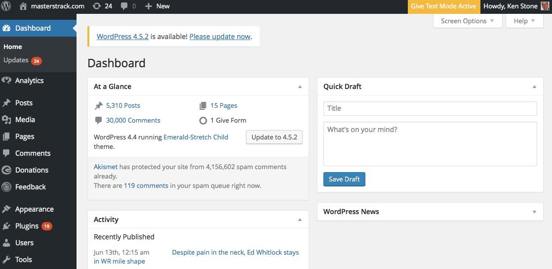Here's what I see on the backend of WordPress. Note the 4.1 million spam comments blocked.