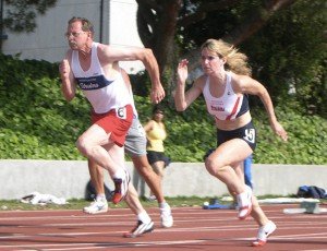 Colleen raced coach/friend Doug Smith in 2005.