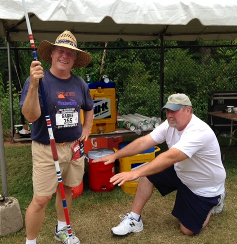 Buzz Gagne rules, and the hoi polloi worship him! It’s the natural order of All Things Javelin. (Photo: Shaaron Sellars)