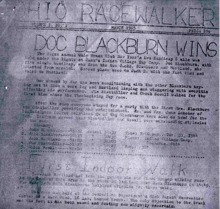 First typewritten mimeographed issue of Ohio Racewalker in March 1965.