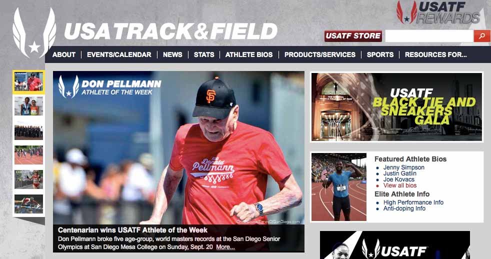 Don's image in the 100-meter dash appears all over the world. Chris Stone photo