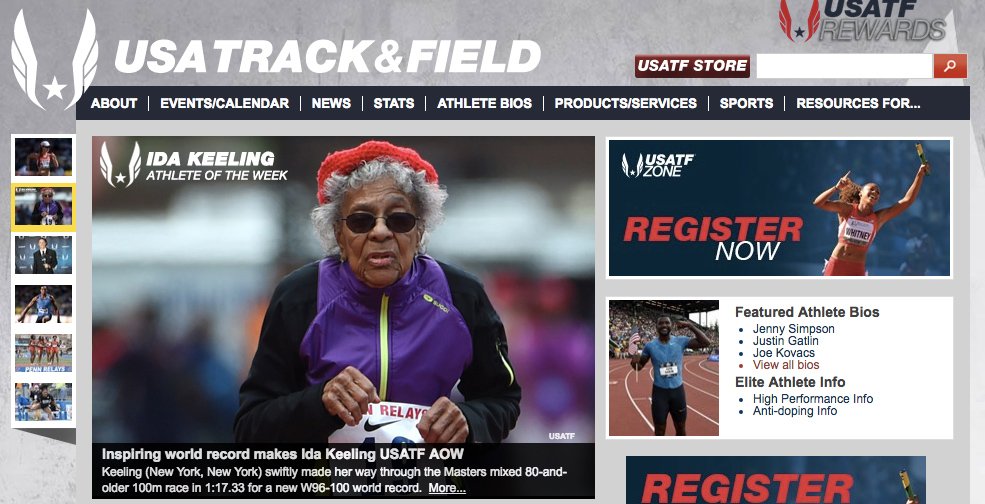 Here's how USATF depicted Ida in naming her Athlete of the Week on May 5, 2016.
