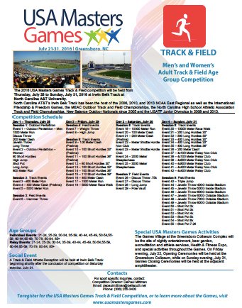 Flier for USAMG track meet