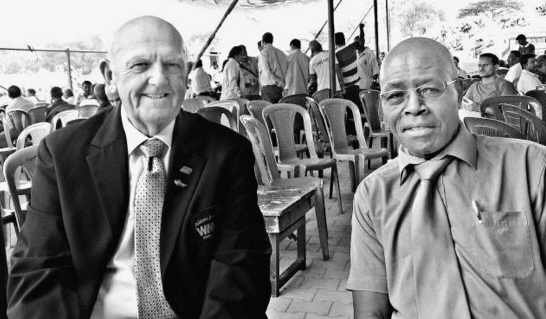 Prez Perkins (left) and Secr Thomas at India's National Masters Athletics Championships.