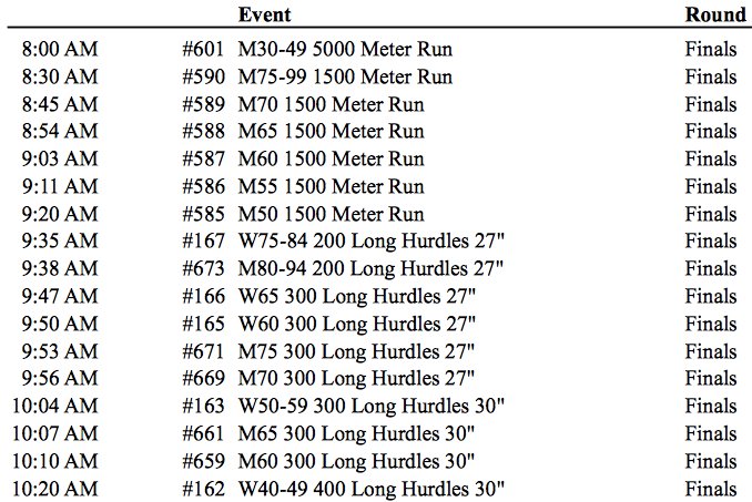 Here's what W-S sked looked like last year.